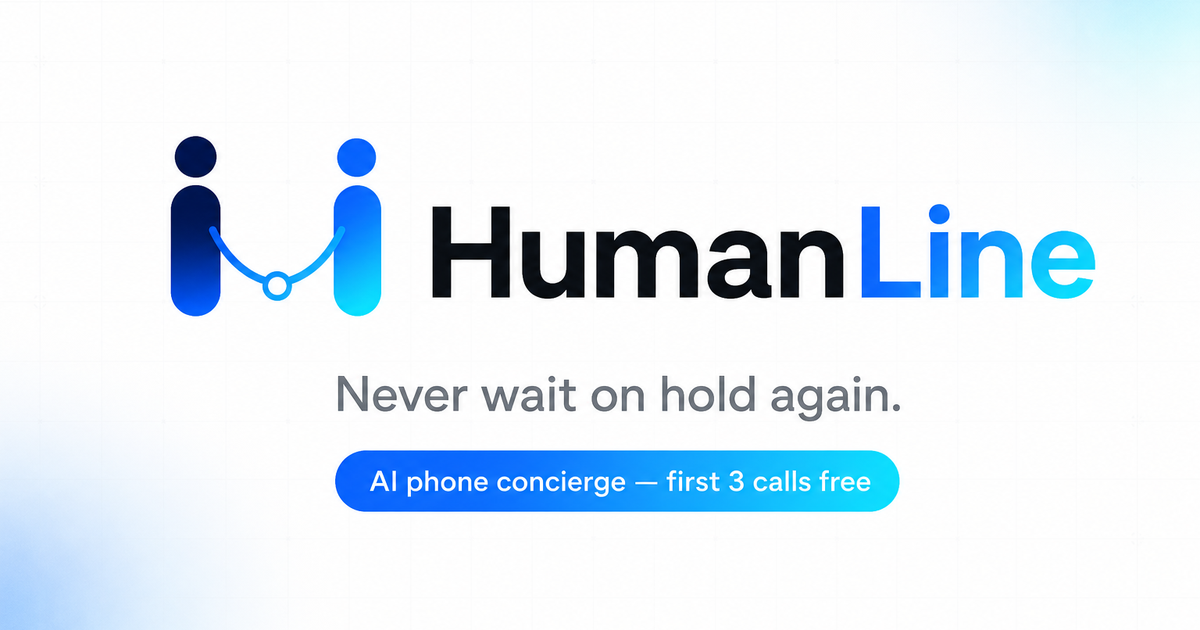 HumanLine, Never wait on hold again. logo